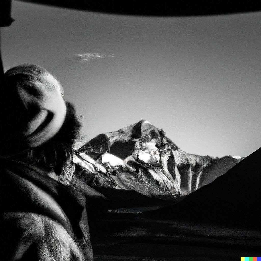 someone gazing at Mount Everest, photograph taken by Peter Lindbergh
